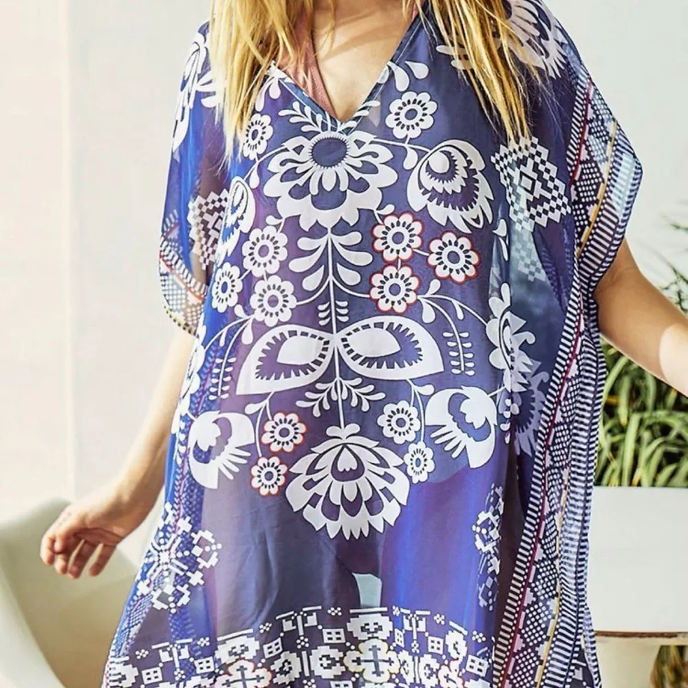 NWT CupShe blue print swim cover up